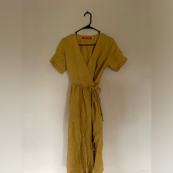 Pyne & Smith Wrap Dress in Butter Yellow - Picture 1 of 2